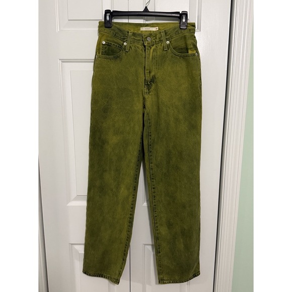 Levi's Denim - Levis Jeans Womens 94 Baggy Size 25 Straight Leg Green Acid Wash